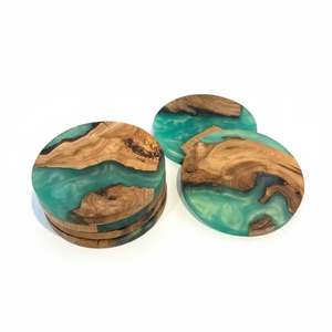 Posavasos de Resina de Madera Natural, Duraderos, con Acabado Epoxi Transparente, Posavasos Clásicos para Bebidas, para Hogares Modernos - Product Image 4
