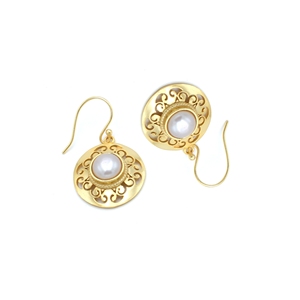 Boucles d'oreilles en laiton en gros perle fleur goutte | Fait à la main 18K plaqué or DUA marque bijoux de mariage à la mode femmes | fournisseur - Product Image 3