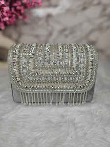 Haute qualité à la main diamant perlé femmes soirée pochette artisanat de luxe avec cadre de chaîne en métal pour les mariages - Product Image 6