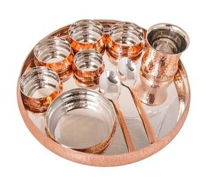 Juego de Thali de lujo indio martillado de acero de cobre para servir de comedor vajilla indio tradicional Premium Kansa bronce ThaliSet - Product Image 4