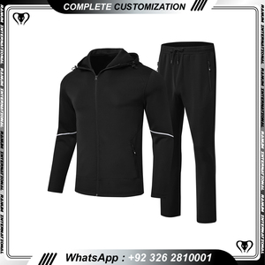 Ensemble de survêtements à glissière pour hommes avec survêtement élastique à passepoil - Product Image 3