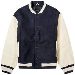 Veste d'hiver réversible à la mode pour hommes, col montant, cuir tissé surdimensionné, design, college, veste de baseball pour hommes - Product Image 1