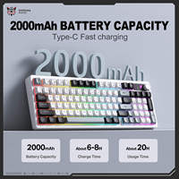 Teclado Inalámbrico para Juegos ONIKUMA MT902 de Triple Modo, 2.4G, Bluetooth, Tipo-C, 95 Teclas, Retroiluminación RGB, con Perilla de Volumen