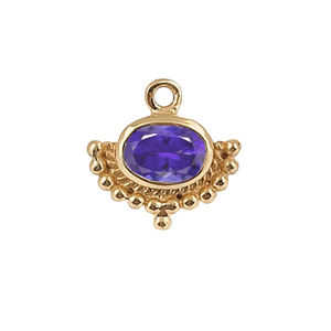 Pendentif Collet Tanzanite avec Plaqué Rhodium 8x6mm Forme Ovale Pierre Normale 18KGold Vermeil Sterling Silver Birthstone Charm - Product Image 1