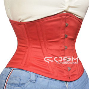 Corset de maintien de la taille, torse court, coton rouge, serrage serré - Product Image 5