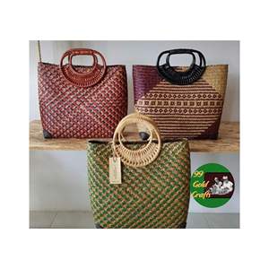 SUMMER SEAGRASS TOTE BAG NATURAL <b>STRAW</b> BEACH <b>HANDBAG</b> HANDCRAFTED VIETNAM EXPORT - Product Image 6