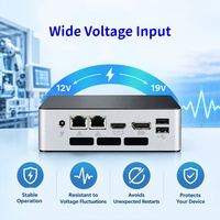 Robuuste ventilatorloze computer met breedspanningsbereik 12-19V, Intel Core i7 N150 processor, DDR5, 4K UHD, mini-pc voor gaming, kantoor en games.