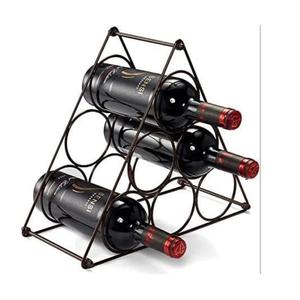 Top Table Freestanding <b>Floor</b> Adjustable Feet 6 Bottles <b>Wine</b> Storage Organizer with Glass Holder Champagne Bottle Holder - Product Image 6