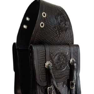 Bolsas de sillín de salto ecuestre de cuero genuino de alta calidad, ropa de equitación occidental mecanizada a mano para caballos - Product Image 1