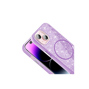 Coque de protection en silicone scintillant blanc de luxe compatible MagSafe pour iPhone 15 Plus XS Max, motif marbre étincelant - Product Image 5