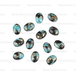 Piedras Preciosas Sueltas de Cuarzo Turquesa Natural, Ovaladas, Lisas, de 10x14 mm, Color Azul Negro, para la Elaboración de Joyas, Más Vendidas - Product Image 5