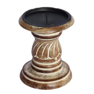 Ensemble de bougeoirs chauffe-plat en métal gaufré et bois blanchi à la main pour décoration d'intérieur et de jardin Style de Noël - Product Image 4