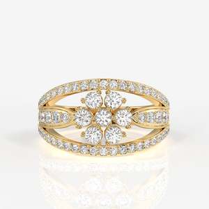 Bague en argent sterling avec diamant moissanite Majestic Bloom, élégante et luxueuse, catégorie de produits - Product Image 1