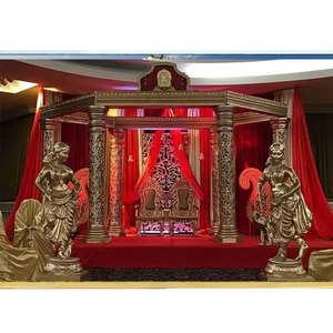 Juego de Mandap tallado en oro para boda india, decoración Shaadi de fibra artesanal de tendencia, el mejor Mandap cultural para eventos globales, eventos DST - Product Image 1