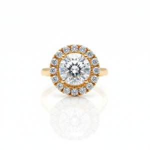 Anillo de Moissanita para Mujer |   Talla estadounidense 6 |   Piedras Redondas de 10 mm y 1.8 mm |   Plata de Ley 925 Chapada en Oro de 18K |   6 g - Product Image 3