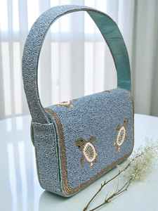 Bolso con cuentas multicolor con asa, bolso de mano, bolso de mano informal, artesanía india, hecho a mano, bolso Baguette, - Product Image 5