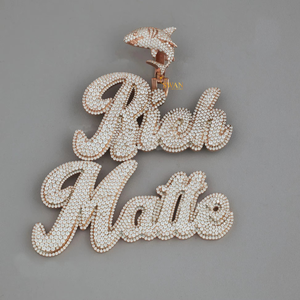 Alta moda 10Kt oro lujo laboratorio cultivado diamantes VVS claridad Hip Hop diamante colgante completamente helado oro rosa joyería encanto - Product Image 1