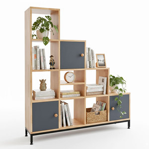 Étagère en bois de caoutchouc et en fer pour la décoration du salon KS68161 - Product Image 1