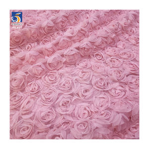 YX807 <span class=keywords><strong>2025</strong></span> модная популярная американская 3D вышивка цветы розы вязаная сетчатая ткань для платья летние женские - Product Image 5