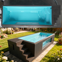 Piscine Conteneur Préfabriquée en Fibre de Verre pour Adultes, Hors Sol, Extérieure, avec Fenêtre en Verre, Style Maison Conteneur, pour Nage à Contre-Courant