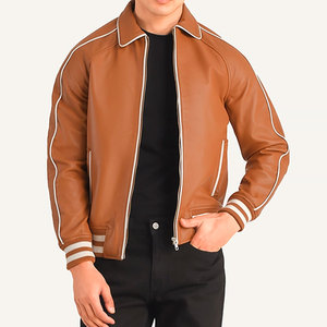 Chaquetas Varsity de Cuero Naranja para Hombre, Modernas y Personalizadas, con Calefacción y Protección Contra el Viento, Diseño de Cuello Alto de Alta Calidad - Product Image 4