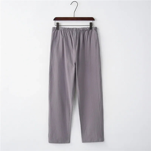 Proveedor de selección superior Pantalones de lino de lona informales para hombre con cintura ajustable Pierna suavemente cónica - Product Image 3
