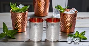 Lot de 2 gobelets martelés en métal cuivre et acier Mint Julep Cup Accessory - Product Image 2