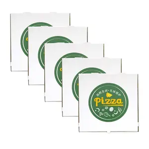 Low price recyclable creative pizza packaging style postal single serve white and green square pizza boxes