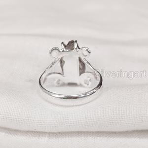 แหวนหินดิบธรรมชาติสำหรับผู้หญิง แหวนควอตซ์สโมคกี้ดิบ แหวนลวดสไตล์ฮิปปี้ ของขวัญคริสต์มาส แหวนเงินแท้ 925 - Product Image 5