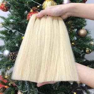 Extensions de cheveux humains vierges cambodgiens blonds naturels 100% non-remy, tissage double trame à la machine, fabriquées en usine vietnamienne - Product Image 4