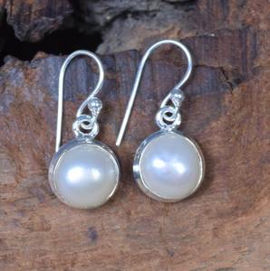 Handmade Fashion <b>Silver</b> Jewelry <b>Pearl</b> Cabochon Gemstone <b>Earrings</b> Handmade 925 Solid Sterling <b>Silver</b> <b>Earrings</b> 925 <b>Silver</b> Stamped - Product Image 3