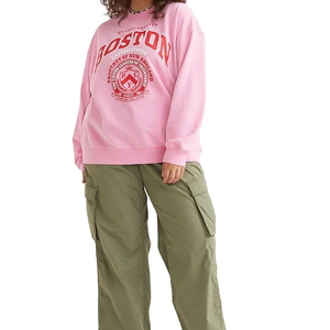 Sudadera con hombros caídos sólidos para mujer, Material de poliéster/algodón, ropa de calle ligera de gran tamaño, estilo sudadera pulóver - Product Image 2