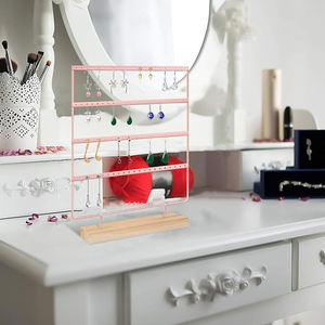 Présentoir de boucles d'oreilles en métal or rose à 4 couches et 88 trous Organisateur de plateau de bijoux pour boucles d'oreilles suspendues - Product Image 5