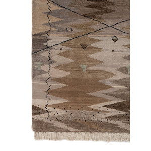 พรมไหมพรมผสมไหมสีเบจน้ำตาลลายเรขาคณิตทรงสี่เหลี่ยมผืนผ้า ยี่ห้อ Freedom Manchaha สำหรับตกแต่งบ้าน ห้องนั่งเล่น และทางเดิน - Product Image 4