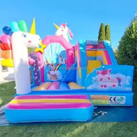 Château gonflable commercial de grande taille Hpfburg Einhorn Unicorn pour enfants avec toboggan
