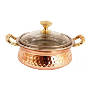 Base en cuivre martelé Casserole allant au lave-vaisselle Design traditionnel Sans danger pour les aliments Non toxique Idéal Restaurant Usage domestique Rond - Product Image 4
