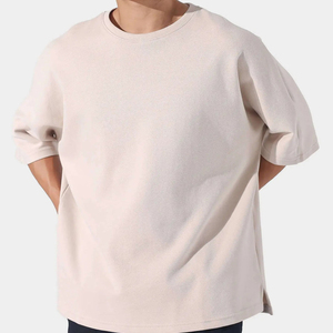 Mens Drop Shoulder T-Shirt <b>Sets</b>-Heather Grey Rib <b>Knit</b> BSCI Certified Premium Quality - Product Image 4