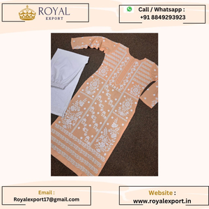 Fantasía de algodón de rayón pesado con hermoso trabajo de hilo de bordar manga completa con traje de bordado - Product Image 4