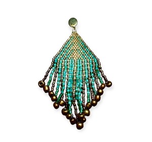 Luxury Quality <b>Emerald</b> Green Beaded Tassel Earrings Gatsby Green and Gold Ombre Fringe Beaded Earrings (Miyuki Seed Beads) - Product Image 2