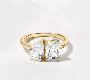 แหวนเพชรโมอิสลูกแพร์ & มรกต925แหวนหมั้นเงินสเตอลิงและเครื่องประดับเพชรอื่นๆ - Product Image 1