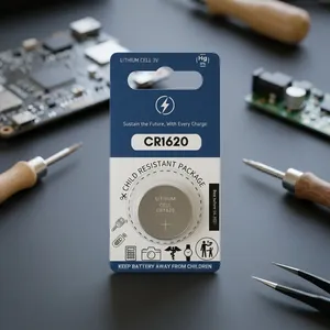 แบตเตอรี่ลิเธียม 3V รุ่น CR1620 สำหรับของเล่น เครื่องใช้ไฟฟ้าในบ้าน อุปกรณ์อิเล็กทรอนิกส์สำหรับผู้บริโภค นาฬิกา ผลิตในจีน ได้รับการรับรอง MSDS อายุการใช้งาน 10 ปี - Product Image 5