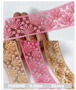 Custom Premium Handcrafted Embroidered Lace Trim by the Yard for Dresses Sarees Fashion Boutique DIY Craft Sewing Decorative Use - Product Image 2