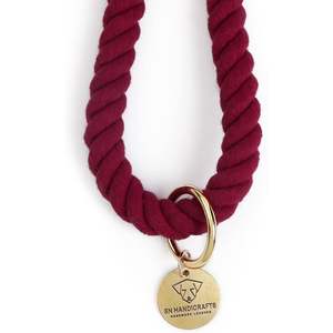 Correa de Cuerda Roja Degradada a Rosa Hecha a Mano, Collar de Lujo para Perro con Cierre Rápido, Acolchado y Ligero, con Diseño Sólido para Perros y Gatos - Product Image 3
