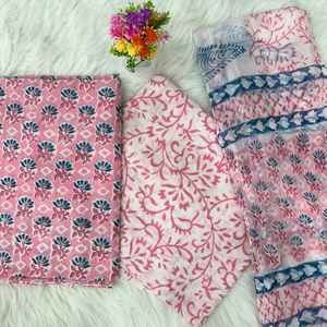 Prix d'usine direct, tissu de robe en coton imprimé à la main, costume en coton avec dupatta en mousseline douce, imprimé de qualité supérieure - Product Image 1