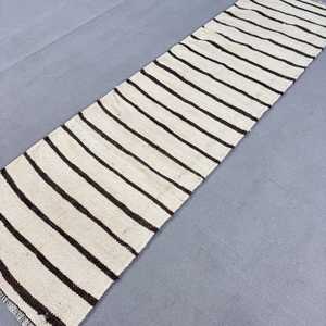 Vintage Turkish <b>Rug</b>, 2.6x9.2 ft <b>Runner</b> <b>Rug</b>, White Brown Camouflage <b>Rug</b> - Product Image 2