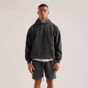 Sweat à capuche oversize sans cordon avec poche, poids lourd 400 g/m², 100 % molleton français, épaules tombantes, coupe ample pour homme - Product Image 4