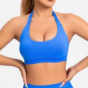 Vêtements de sport pour femmes en gros, haut de soutien, léger, doux, côtelé, respirant, séchage rapide, simple, col en U, entraînement, course à pied, fitness - Product Image 1