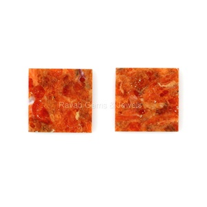 Alta calidad 14mm Natural liso plano cuadrado manzana Coral cobre naranja piedras preciosas sueltas fabricación de joyas proveedor directo - Product Image 2