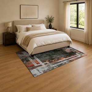 RUGS DEPOT LXDP-0890 Wholesale Terracotta Gold Designer Pattern Digital Printed Machine Washable Chenille Area Rug Non <b>Slip</b> - Product Image 3