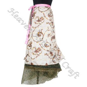 กระโปรงยาว2ชั้นสำหรับผู้หญิงผ้าส่าหรีสำหรับผู้ใหญ่ใส่กลับด้านได้2ชั้นสไตล์วินเทจผ้าไหมส่าหรี - Product Image 6